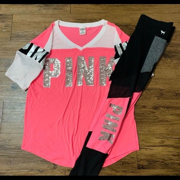VS PINK BLING NEON OUTFIT SET XS/M - Picture 2 of 12
